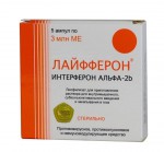 Лайфферон, р-р для в/м, субконъюнктив. введ. и закап. в глаз 3 млн.МЕ 1 мл №5 флаконы